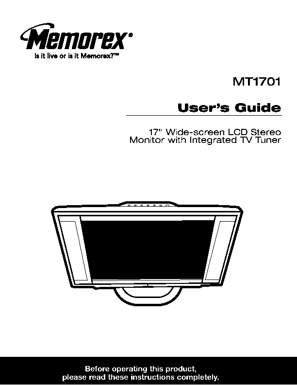 Memorex MT1701 17 in. LCD TV - Free Knowledge Base- The DUCK Project